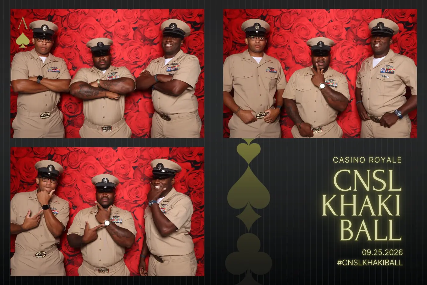 Photo booth print strip from the CNSL Khaki Ball Casino Royale 2026