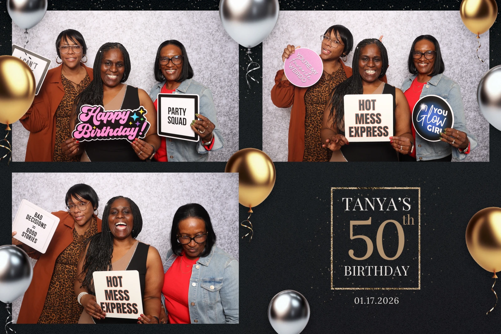Tanya's 50th birthday party photo booth Virginia Beach 2026 — milestone birthday collage
