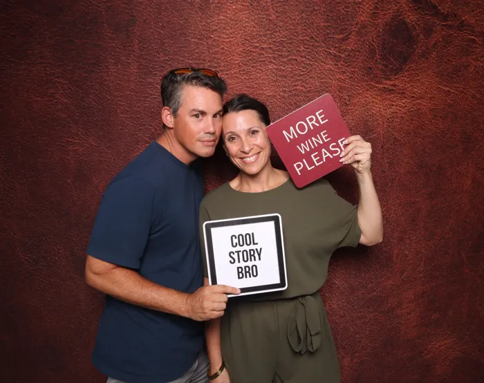 Couple at 50th birthday party photo booth Virginia Beach 2025