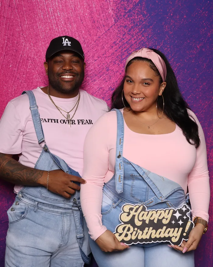 Pink glitter birthday photo booth Virginia Beach