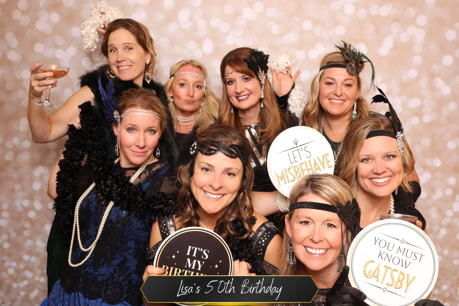 Lisa Sugden's 50th birthday Gatsby themed photo booth Virginia Beach 2025