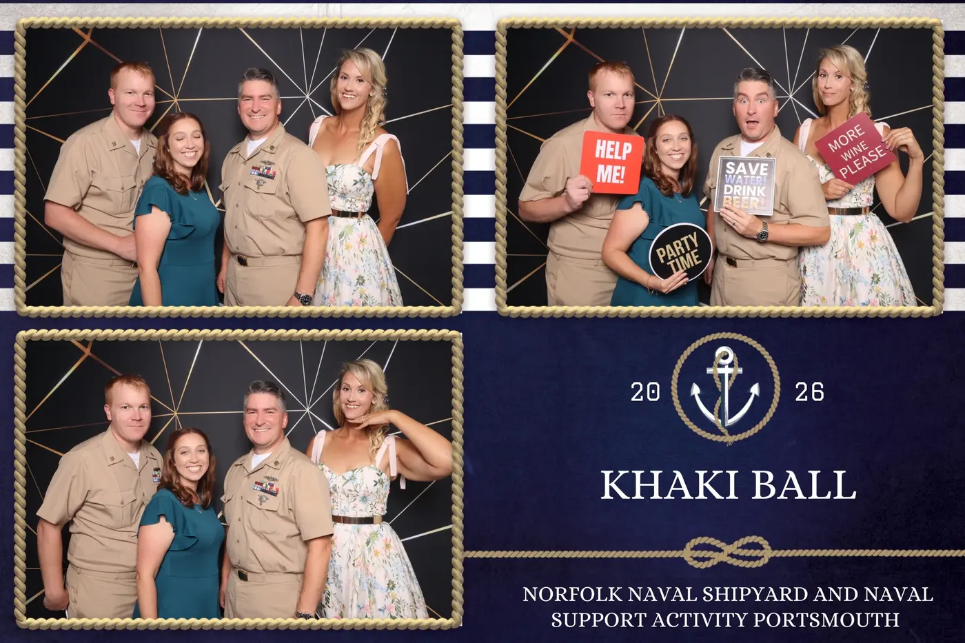 Photo booth print strip from the Norfolk Naval Shipyard and NSA Portsmouth Khaki Ball 2026