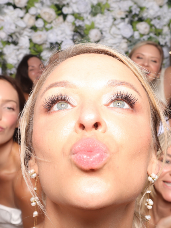 Elegant couple black and white glam photo booth Virginia Beach — wedding reception portrait